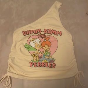 Flintstones off the shoulder crop top